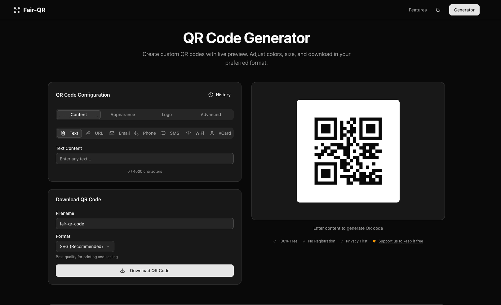 Fair-QR – The Honest QR Code Generator - Own Project case study hero image